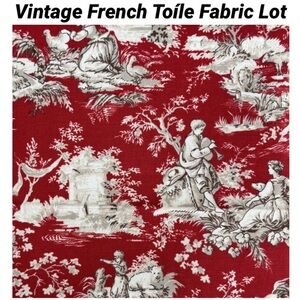Waverly Inspirations Fabric Bundle Craft Fabric Lot French Toíle Red Cream Print